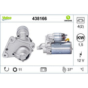Valeo Starter Motor 12V 1.5kW 11 Teeth 438166