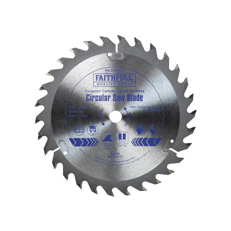 Faithfull TCT Cordless Trimsaw Blade 136 x 10mm x 30T POS - FAIZ13630C