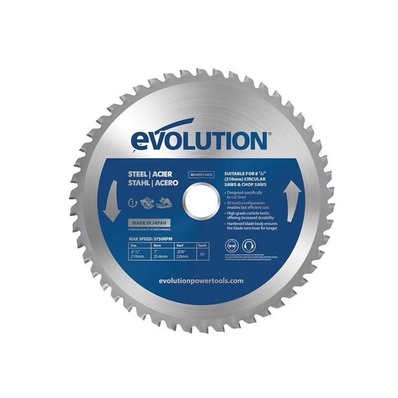 Evolution Mild Steel Cutting Circular Saw Blade 210 x 25.4mm x 50T