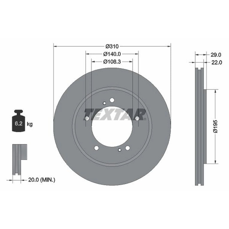 Textar 2 x Front Brake Discs 92170503