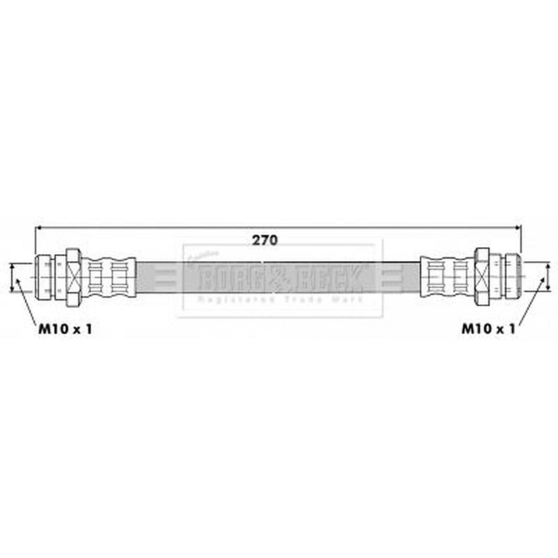 Borg & Beck Brake Hydraulic Hose Line Rear Left BBH6327