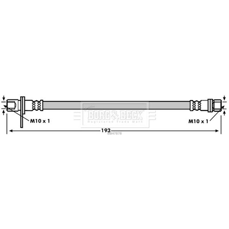 Borg & Beck Brake Hydraulic Hose Line Rear BBH7878