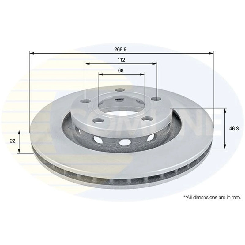 Comline 2 x Internally Vented Rear Brake Discs ADC1481V