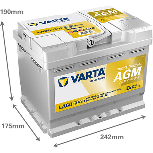Varta Battery 12V 60Ah 680A 840060068K312 OE X991451000640
