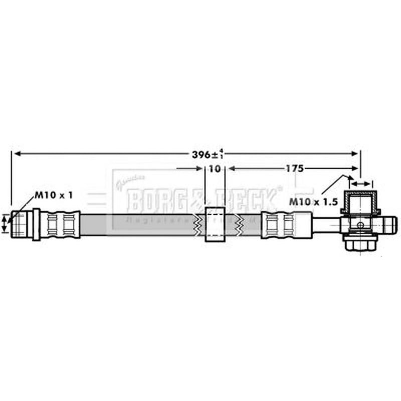 Borg & Beck Brake Hydraulic Hose Line Front Left BBH7185