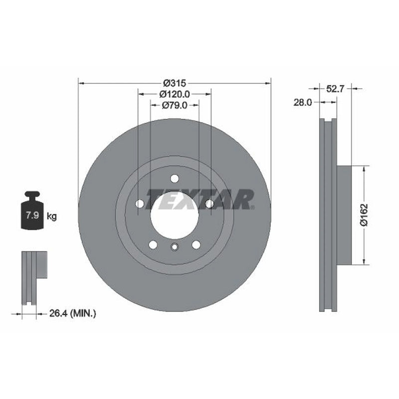 Textar 2 x Front Vented Brake Discs 92071103