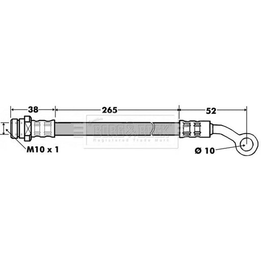 Borg & Beck Brake Hydraulic Hose Line Left BBH7460