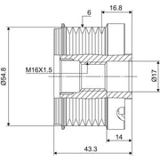 Valeo Alternator Overrunning Freewheel Clutch 588023