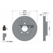 Textar 2 x Vented Front Brake Discs 92109403