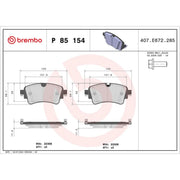 Brembo 4 x Rear Brake Pad Set P85154
