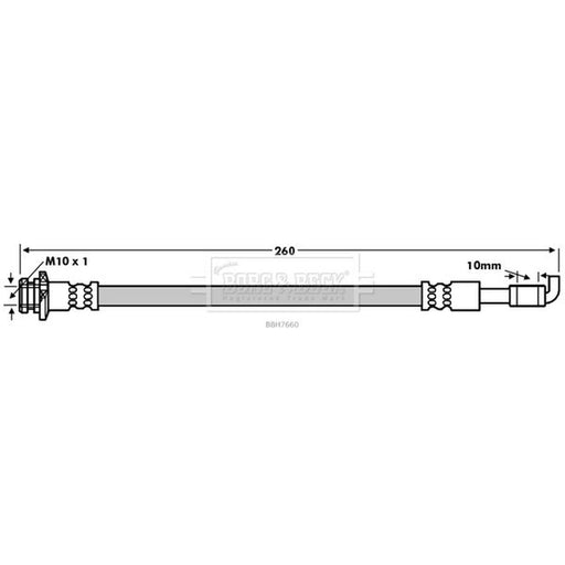 Borg & Beck Brake Hydraulic Hose Line Rear BBH7660