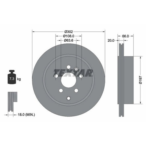 Textar 2 x Rear Brake Discs 92162803
