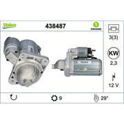 Valeo Starter Motor 12V 2.3kW 9 Teeth 438487