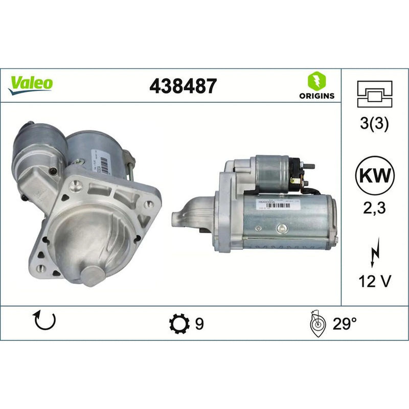 Valeo Starter Motor 12V 2.3kW 9 Teeth 438487