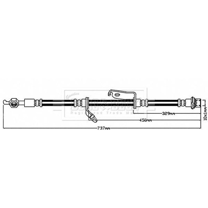 Borg & Beck Brake Hydraulic Hose Line Front Right BBH8549