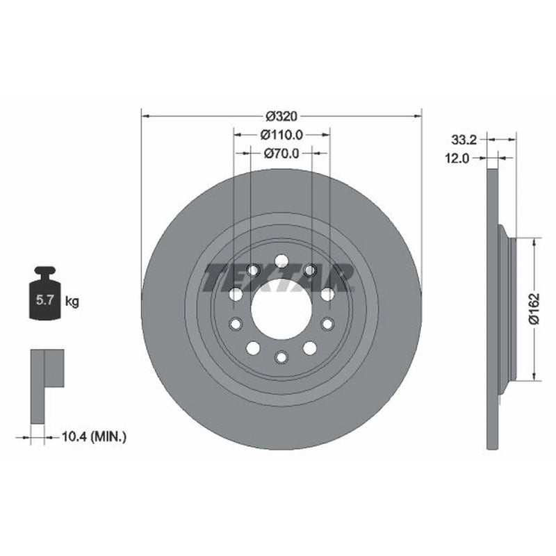Textar 2 x Solid Rear Brake Discs 92304103