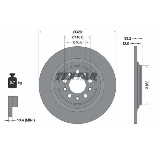 Textar 2 x Solid Rear Brake Discs 92304103