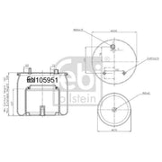 Febi Air Suspension Bellow 170mm non-steered trailing axle 105951