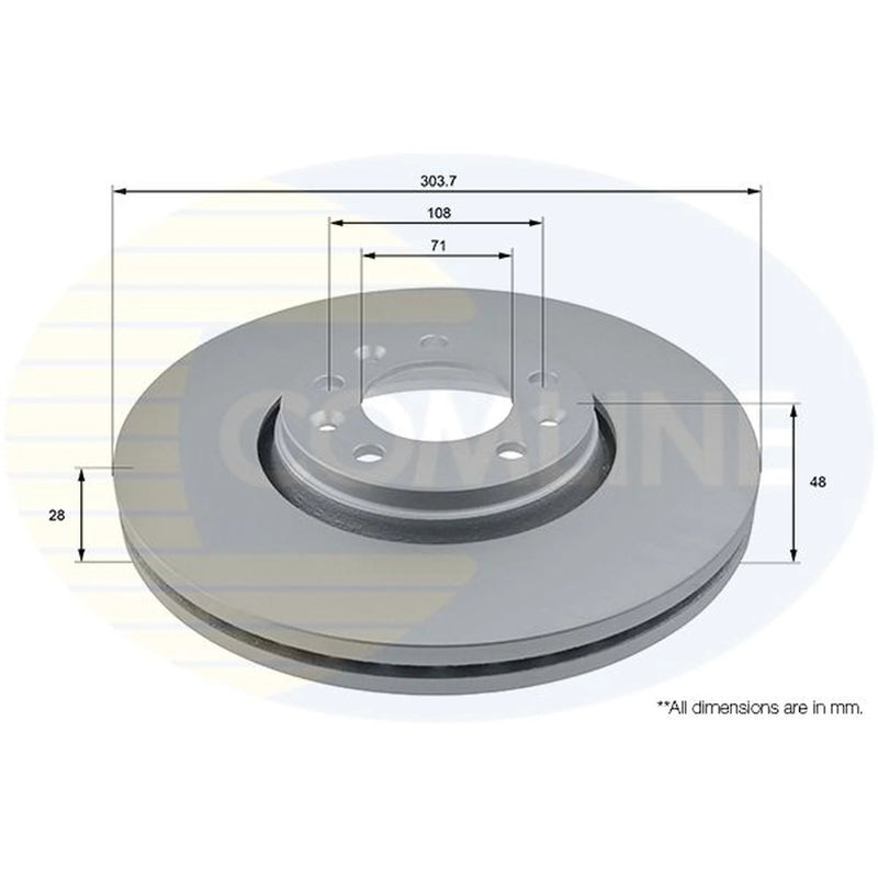 Comline 2 x Internally Vented Front Brake Discs ADC1579V
