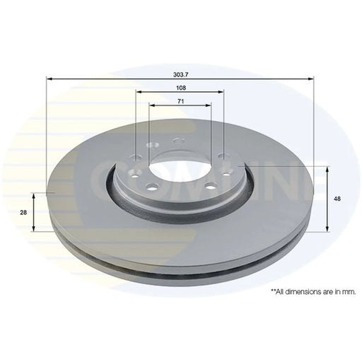 Comline 2 x Internally Vented Front Brake Discs ADC1579V