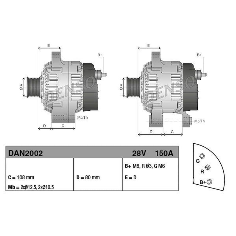 Denso Car Alternator 12V DAN2002