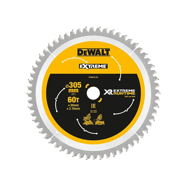 DEWALT Power Tools XR FlexVolt Mitre Saw Blade 305 x 30mm x 60T - DT99575-QZ