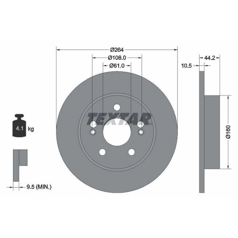 Textar 2 x Solid Rear Brake Discs 92065300