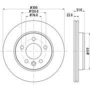 DON 2 x Externally Vented Rear Brake Discs PCD22812