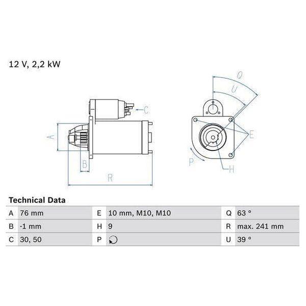 Bosch Reman Starter Motor 2162 0986021620 Bosch  - Town Parts