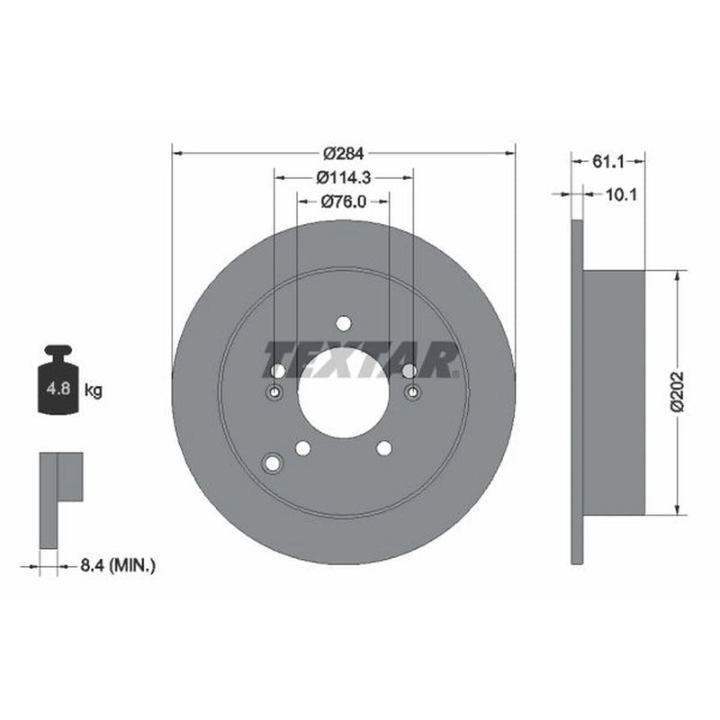 Textar 2 x Solid Rear Brake Discs 92134003
