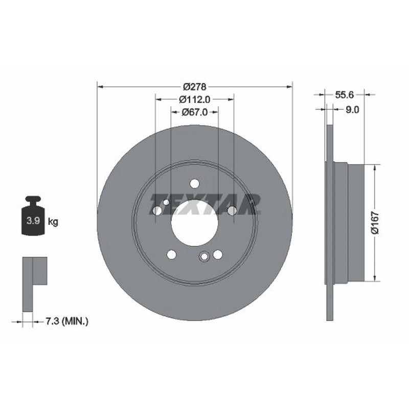 Textar 2 x Solid Rear Brake Discs 92032703
