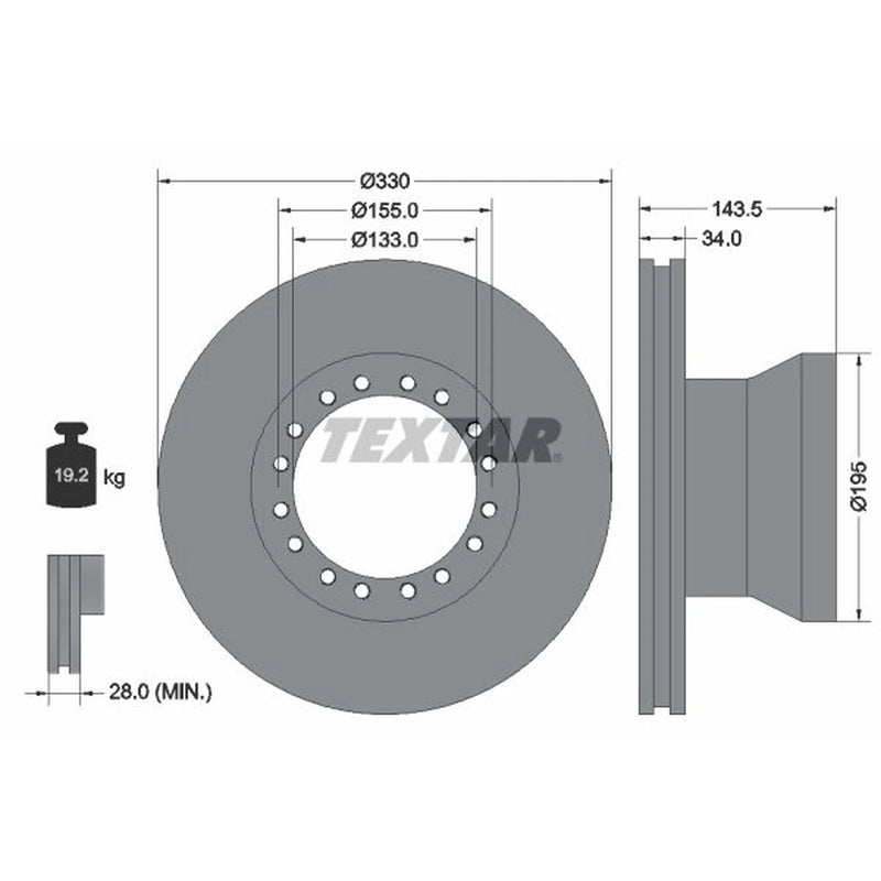 Textar 2 x Internally Vented Brake Discs 93142500 OE 1403758 1408253 1408671