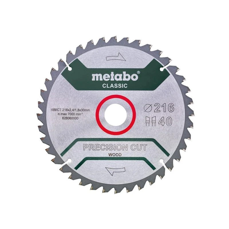 Metabo Precision Cut Wood Circular Saw Blade 216 x 30mm x 40T - 628060000