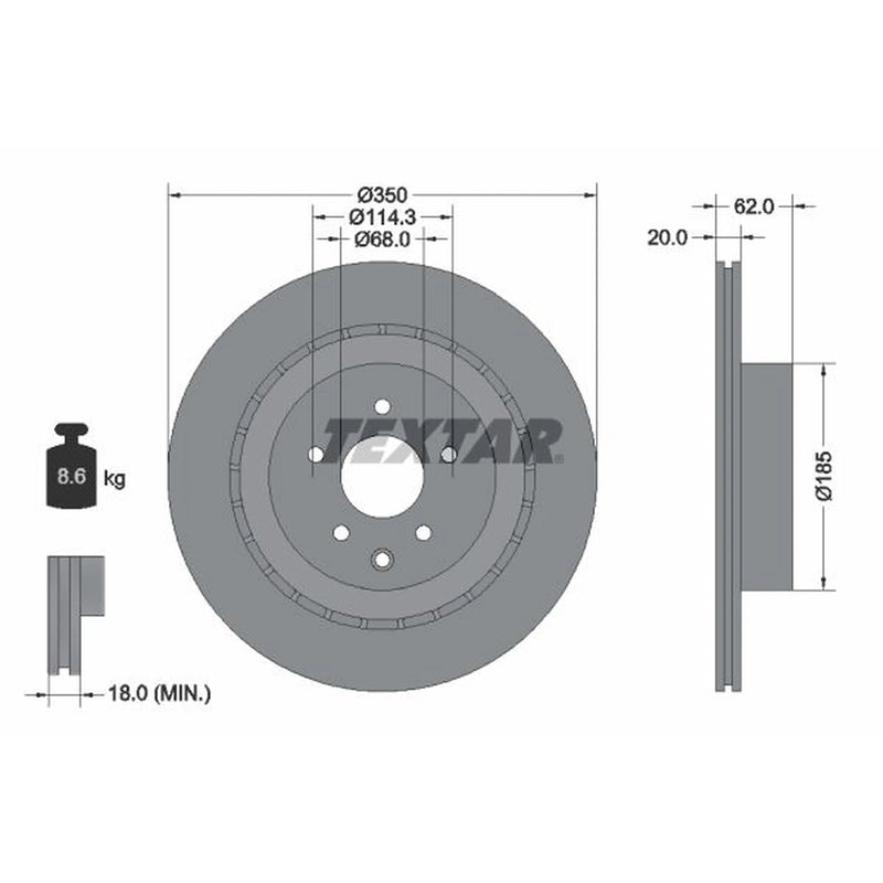 Textar 2 x Externally Vented Rear Brake Discs 92270703