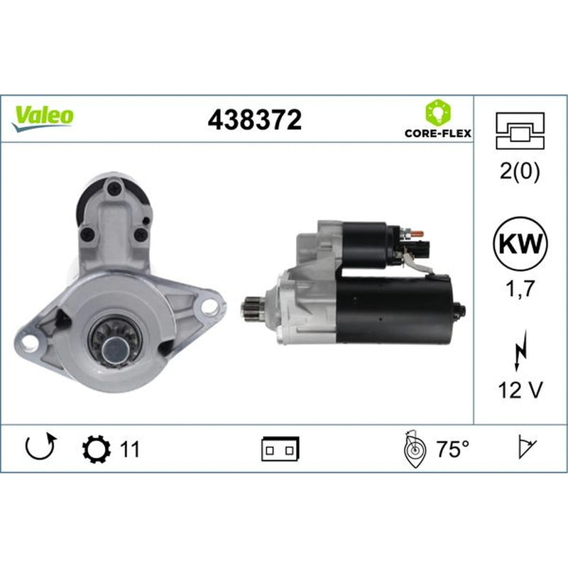 Valeo Starter Motor 12V 2kW 11 Teeth 438372