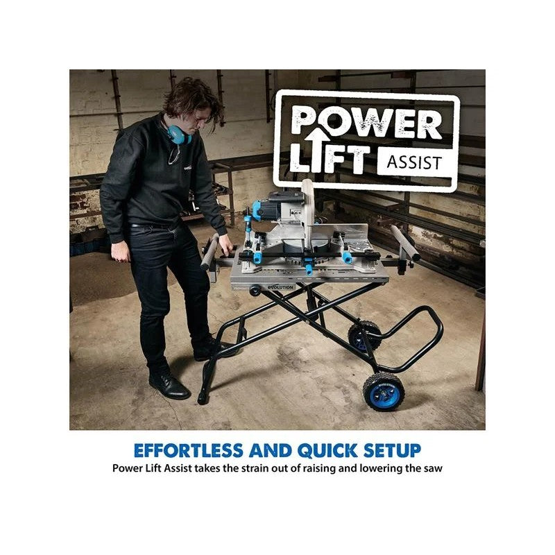 Evolution S355MCS Mitre Chop Saw Wheeled Stand with Powerlift Assist - 133-0001