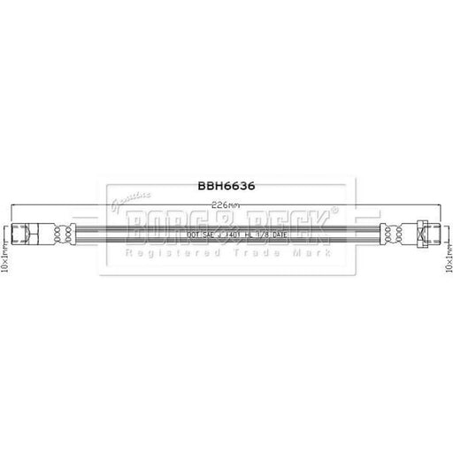 Borg & Beck Brake Hydraulic Hose Line Rear Left BBH6636