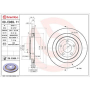 Brembo 2 x Rear Brake Discs 09.E989.11