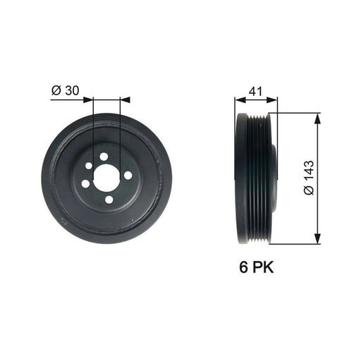 Gates Crank Shaft Belt Pulley TVD1001