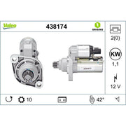 Valeo Starter Motor 12V 1.1kW 10 Teeth 438174