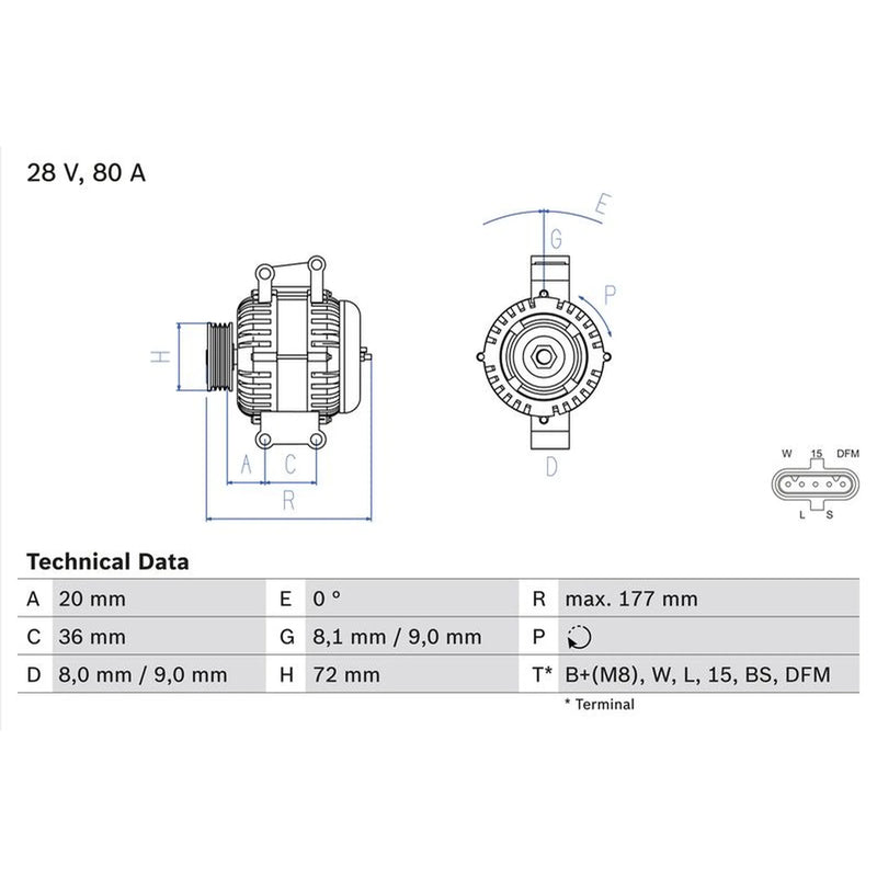 Bosch Car Alternator 12V 0 986 046 580