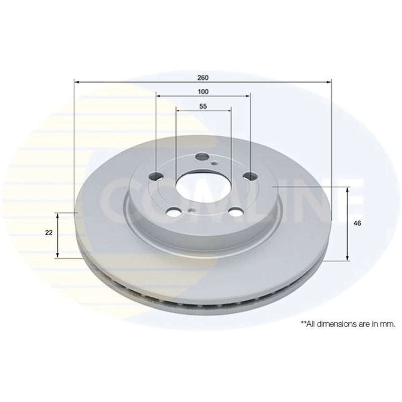 Comline 2 x Internally Vented Front Brake Discs ADC5308V