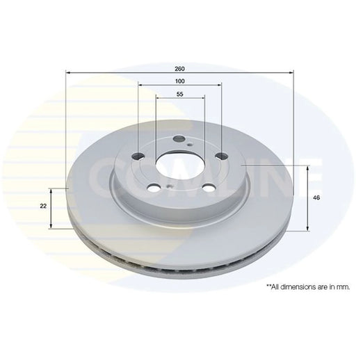 Comline 2 x Internally Vented Front Brake Discs ADC5308V