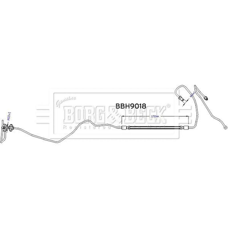 Borg & Beck Brake Hydraulic Hose Line Rear BBH9018