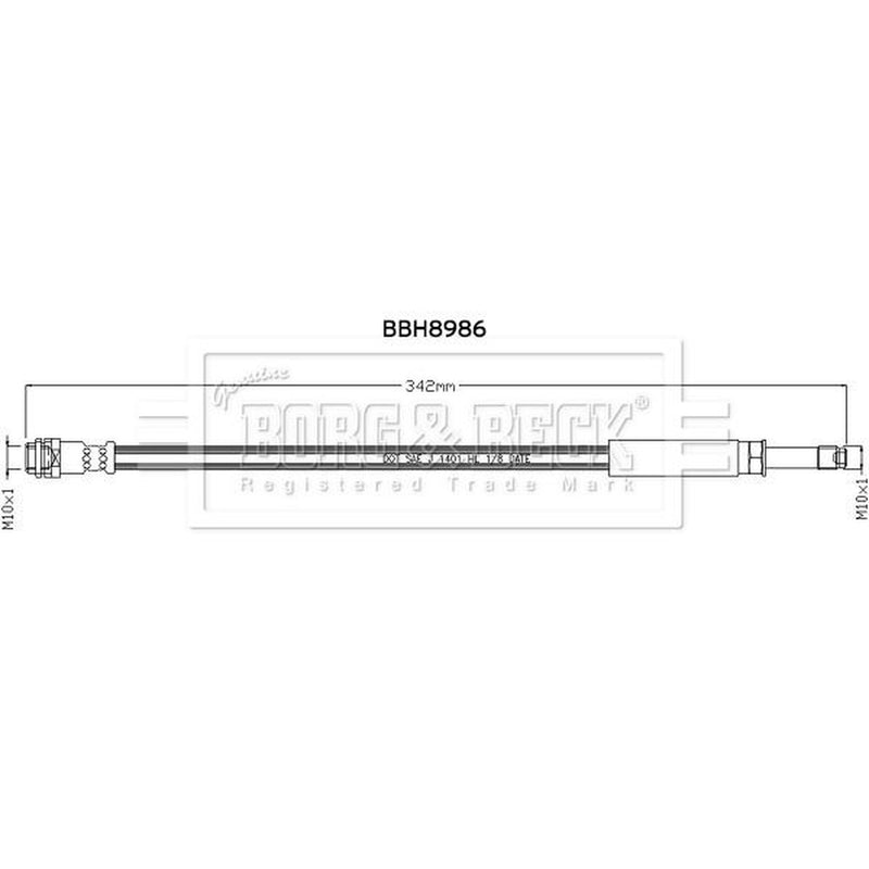 Borg & Beck Brake Hydraulic Hose Line Rear Left BBH8986