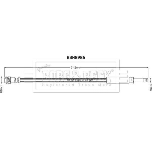 Borg & Beck Brake Hydraulic Hose Line Rear Left BBH8986