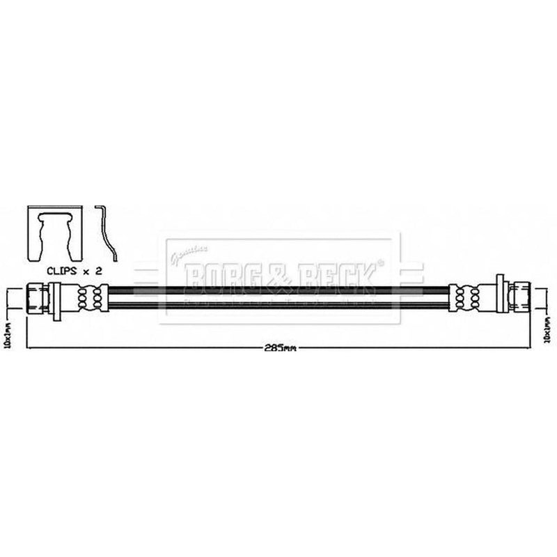Borg & Beck Brake Hydraulic Hose Line Rear BBH8338