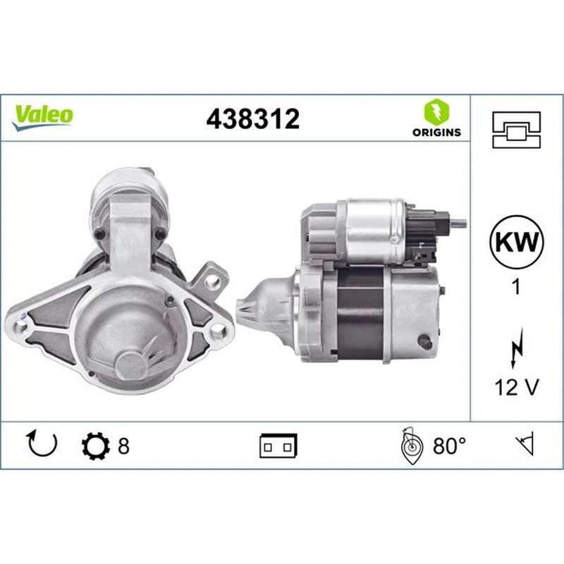 Valeo Starter Motor 12V 1kW 8 Teeth 438312