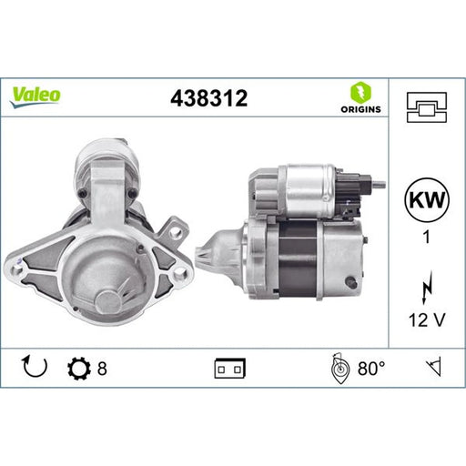 Valeo Starter Motor 12V 1kW 8 Teeth 438312