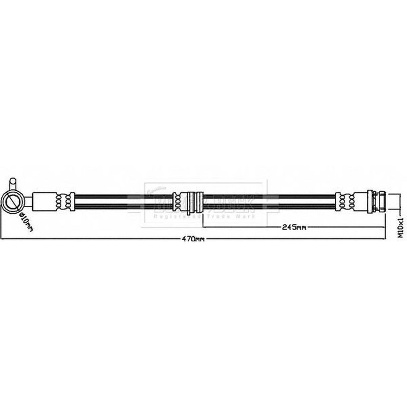 Borg & Beck Brake Hydraulic Hose Line Front Right BBH8425